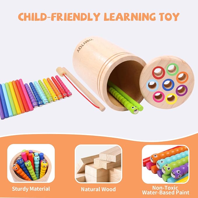 Montessori Toys for 2+ Year Old, Magnetic Fishing Game Color Sorting Toys | Dual Gameplay Preschool Learning Toys for Ages 2-4, Fine Motor Skills Development Sensory Toys, 2 3 Year Old Girls Boys Gift