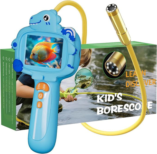 Kids Borescope Camera with Light, 2.4" Screen Kids Endoscope, Science Kits STEM Educational Toys for Boys & Girls Ages 4-12, Birthday Gifts for Indoor Outdoor Nature Explorer(Blue)