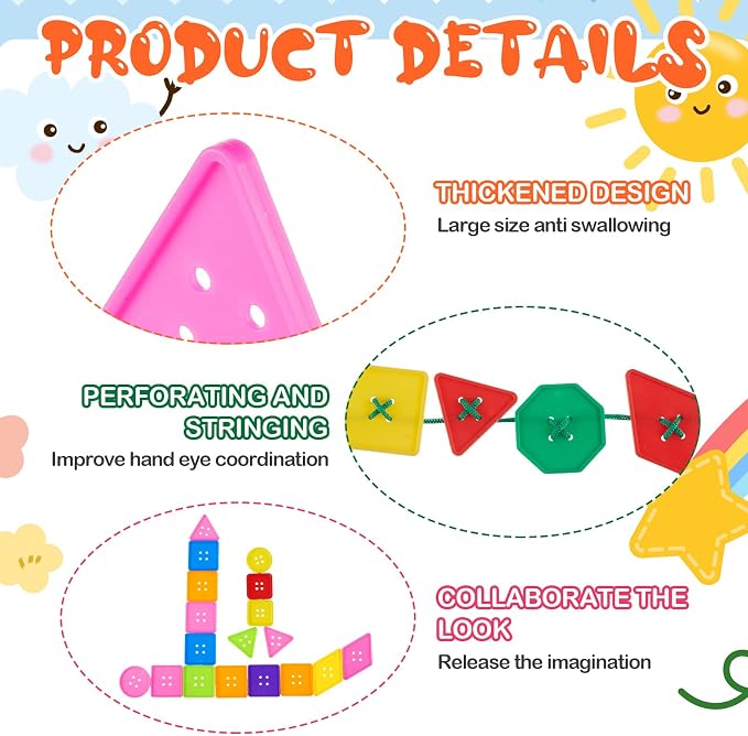 Taiyin 400 Pcs Big Bright Buttons Craft 1.2 Inch Kids Vivid Colors Large Buttons Plastic Assorted Cute Shape Colorful Toys for Arts, Crafts DIY Projects