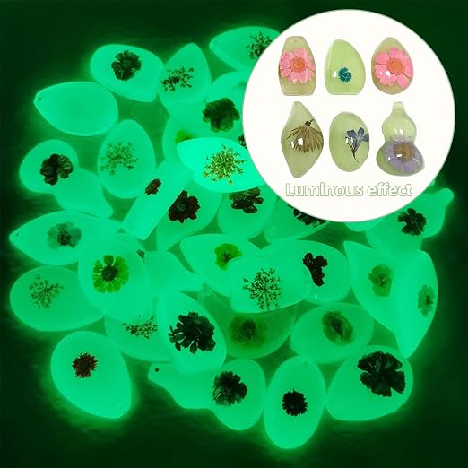 18 pcs Plant Amber Fossils, BOSOIRSOU Amber Fossil Pendants, Different Plant Specimens, Plants Preserved in Resin, Kids Educational Toy and Scientific Amber Collections - Random Patterns