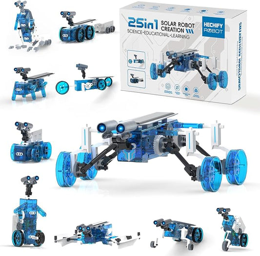 25-in-1 Solar Science Robot Kit, STEM Building Toy for Kids Ages 8+ | Solar & Battery Power, Transparent Visible Gear Body, DIY Education Experiment set Birthday Gift for Boys Girls 8-16