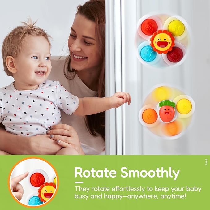 Pop Suction Cup Spinner Airplane Travel Toys for 1 Year Old Boy Girl | Novelty Spinning Tops Infant 12 18 Months,1 2 Year Old Boy Birthday Gift for Toddlers ,Sensory Baby Bath Toy Kids Ages 1-3