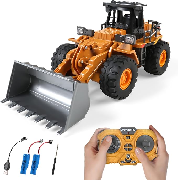Dwi Dowellin Rc excavators,Remote Control Front Loader,Construction Vehicle for Boys Ages 3-12, Gift for Birthday Christmas