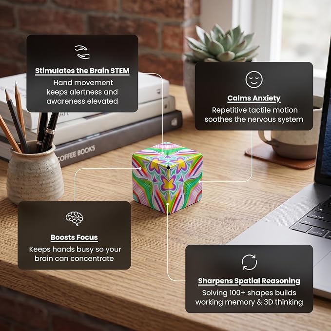 Shashibo DODECA Magnetic Puzzle Cube, Stress Relief Fidget Toy | 100+ Possible Shapes, Sensory Fidget Toy For Adults & Kids, Fun Shape Shifting Puzzle Box For All Ages
