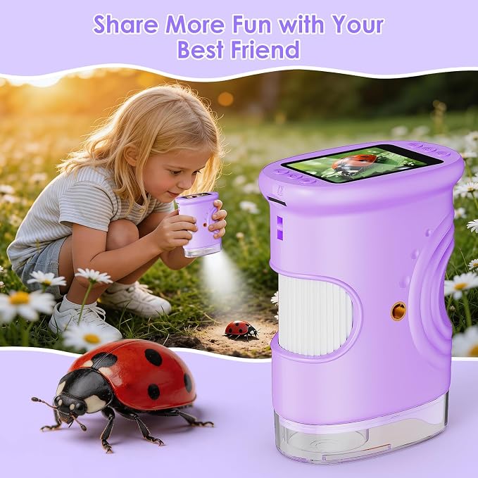 4K 1000X Handheld Digital Microscope for Kids with 2.0" IPS Screen(Purple) | 200-1000X Magnification, STEM Toys Birthday Gifts for Girls Boys Child, Science Kits for Kids Age 4-12