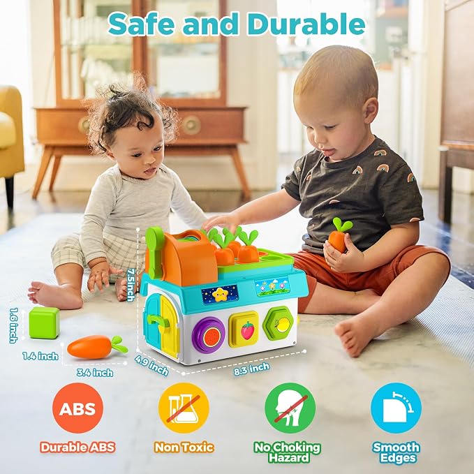 Learning Toys for 1,2 Year Old Girl Boy Gifts, Montessori Shape Sorting Toys for Toddler 1-3 Age, Musical Educational Baby Toy 12-18 Month, Christmas Birthday Gift for 1-2 Year Old Girl Boy