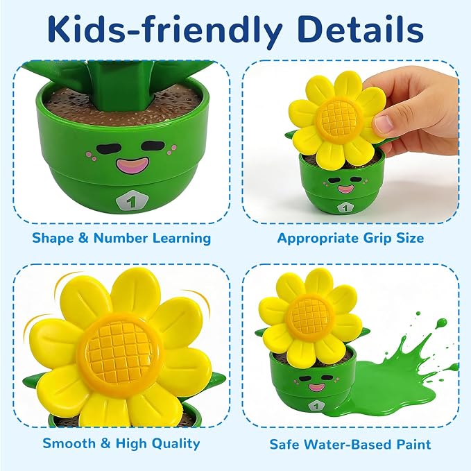 Flower Garden Toddler Toys, Kids Gardening Building Toy, Color Shape Sorting & Matching Game, Montessori Stacking Sensory Learning Toys, 2 Year Old Girl Birthday Gift
