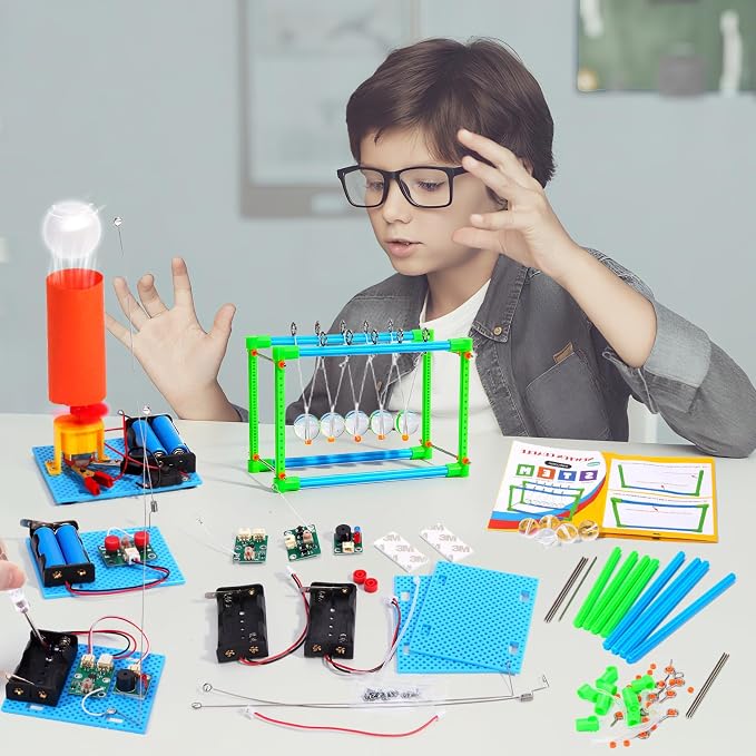 4 Set STEM Science Kits for Kids Age 8-12, Science Circuits Experiments | Crafts Projects Electric Motor Building Kit 8-10 9-12, STEM Toys for 8 9 10 11 13 Year Old Boys Girls Classroom Activity Gift