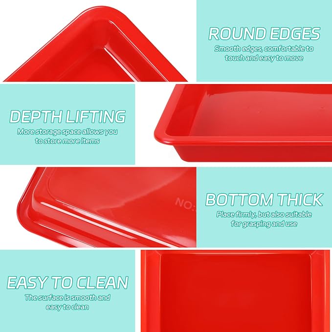 Weoxpr 5 Pack Multicolor Plastic Art Trays - Activity Tray Crafts Organizer Tray Serving Tray for School Home Art and Crafts, DIY Projects, Painting, Beads, Organizing Supply