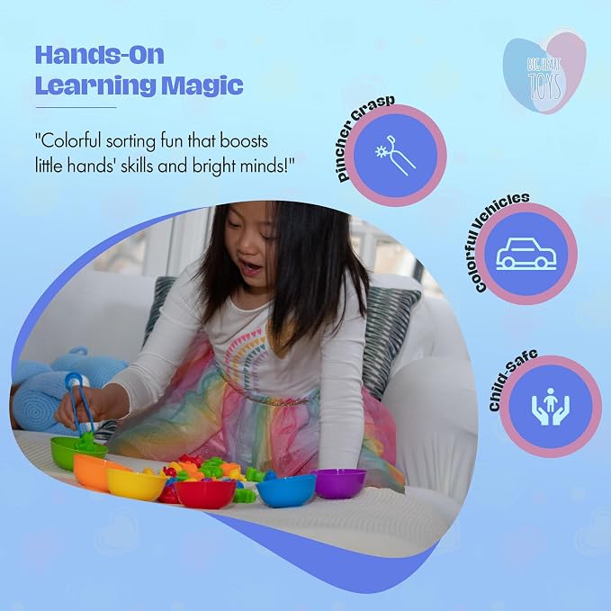 Montessori Sorting Toy for Toddlers– Fine Motor Skills, Sensory Bin & Preschool Learning Toys, Color Sorting Toys for Kids 3-5 Years, Learning Activities and Early Educational Toy