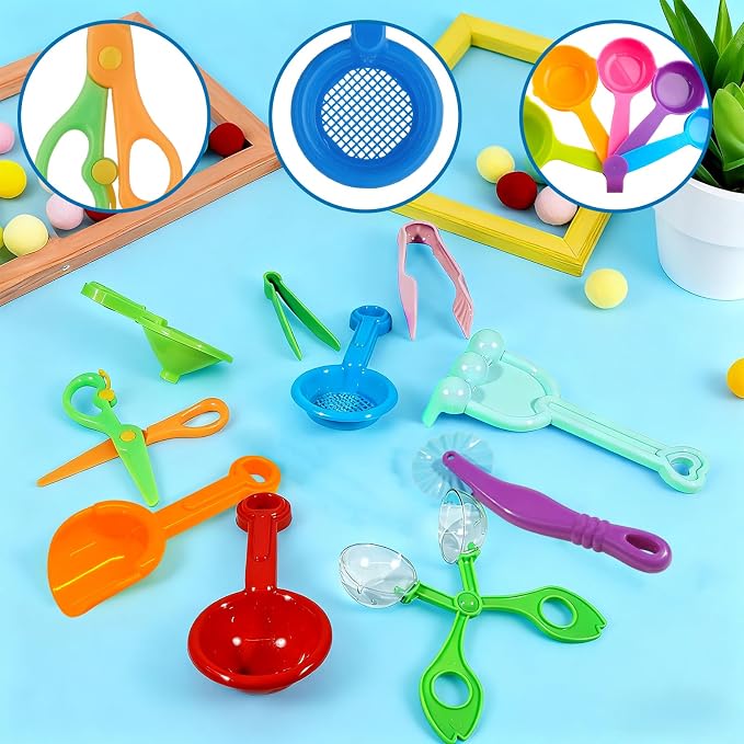 Hiawbon 20 PCS Sensory Bin Tools Sensory Bin Toys for 2+ Years Old | Sensory Sand Tools Set, Sensory Bin Filler, Fine Motor Toys Handy Scooper Set, Sensory Bin Accessories Tool
