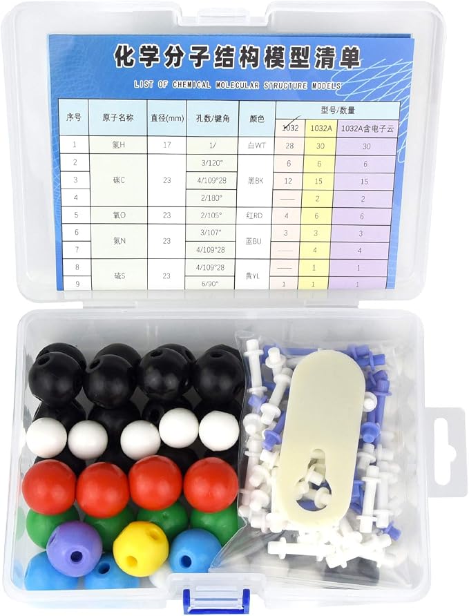 tiggell 136pcs Organic Chemistry Molecular Model Kit for Student Teacher | Organic Chemistry Mmodel Kit, Molecular Model Kit for Chemistry Education-59 Atoms, 76 Links Bonds, 1 Link Atoms Remover