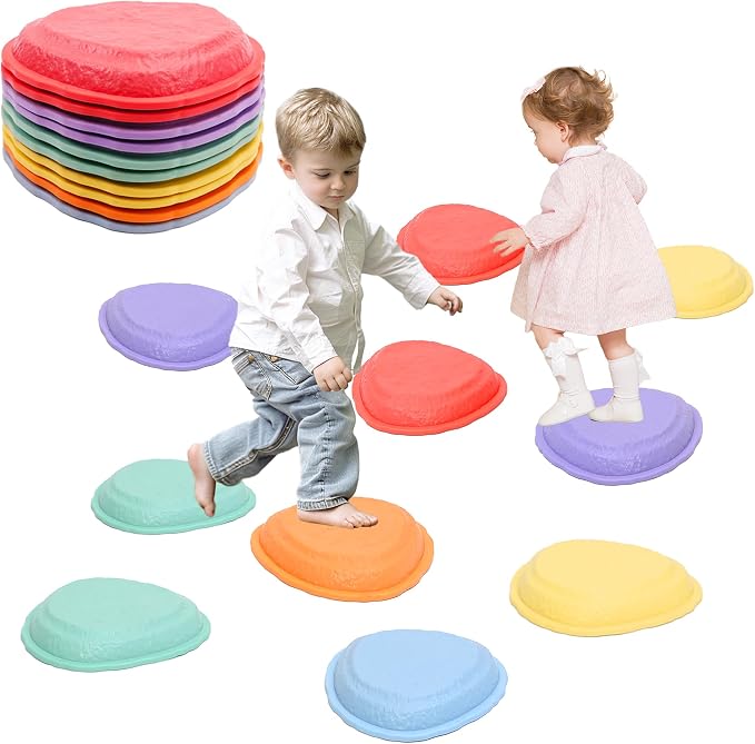 LoomLark Balance Stepping Stones for Kids 5pcs Non-Slip River Stones Obstacle Course Play Indoor and Outdoor Coordination Game Sensory Toys Toddler Ages 3 4 5 6 7 8+