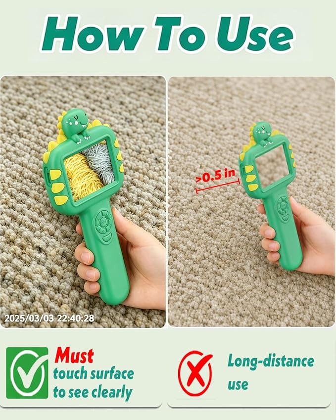 Outdoor Portable Kids Microscope: Handheld Microscope Auto Focus | Pocket 1000x Hand Held Microscope, Magnifying Camera for Travel, 3.5H Rechargeable Battery 6 LEDs, Anytime Exploration