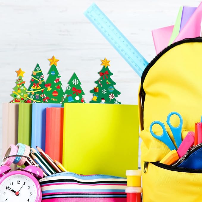 chiazllta 945Pcs DIY Christmas Tree Craft Kit Kids Holiday Art Making Craft with Stickers, Make Your Own Christmas Bookmark Xmas Party Favor Decoration Home Classroom Game Activities