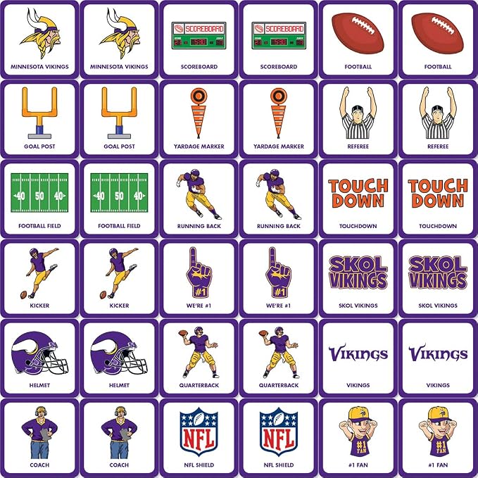 MasterPieces Officially Licensed NFL Minnesota Vikings Picture Matching Card Game for Kids and Families