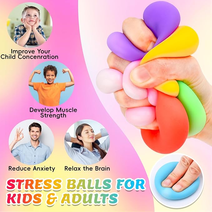 VISCOO 120 Pack Slow Rising Stress Ball,Stress Balls for Adults,Fidget Toys | Hand Therapy Sensory Squishy Ball for Stress Relief, Squishy Toys for Kids, Classroom Prize Box Party Favors