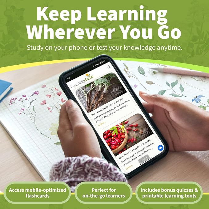 Herb Notes Plant Identification Cards, 48 Illustrated Botanical Flash Cards | Herb Cards for Plant Identification, Nature Study & Classroom Learning, Compatible with Learning Herbs Wildcraft! Board Game