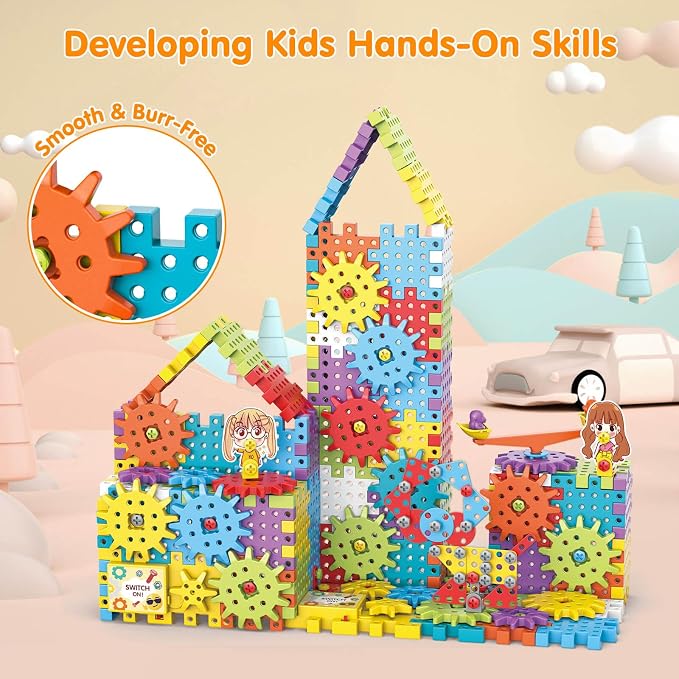 Building Toys, 234 Pieces Upgrade Gear Building Blocks Set | Kids Tool Set with Electric Drill, Kids STEM Kits Birthday Gifts for Boys Girls Age 3+