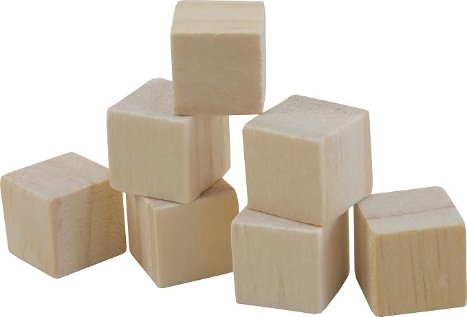 Wood Blocks, 200-Pack - Unfinished Wooden Cubes for STEM Crafts | 200 unfinished wood cubes for building, painting, and classroom STEM projects, sanded smooth