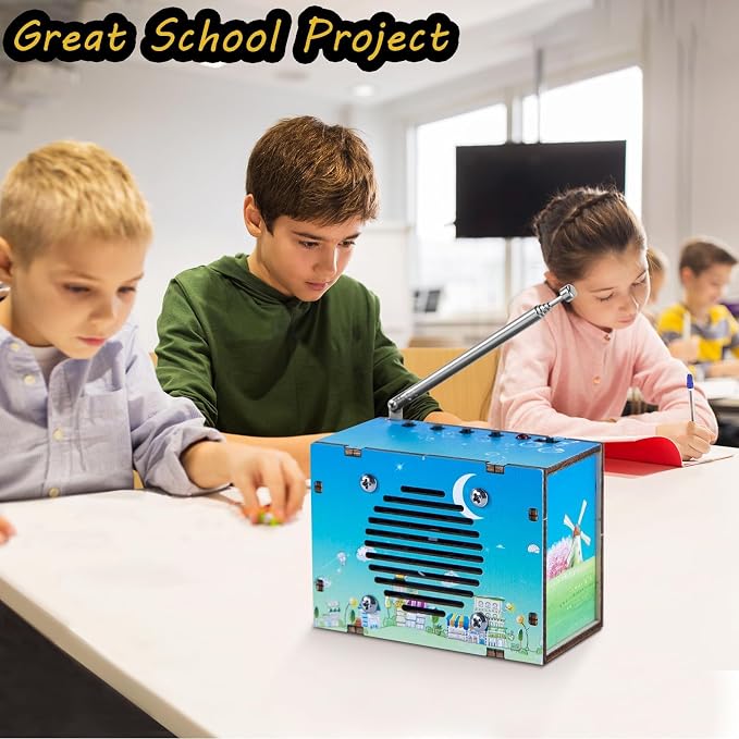 Science Kits for Kids Age 8-12 12-14, STEM Kits for Kids Age 8-10, STEM Toys Build Your Own FM Radio Kit, DIY Electronic Craft Projects Gifts for Teen Girls Boys 9 11 13 15 16+ Year Old (Printed Blue)