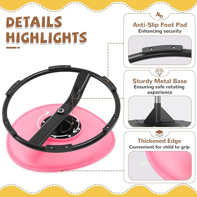 Zhenx Spinning Chair for Autistic Kids (Ages 3-18), Autism Sensory Toy Gift | 220LBS Capacity Sensory Swivel Seat for ADHD Kids, Autism Sensory Products, Calming Gift Improve Focus & Body Balance (Pink)