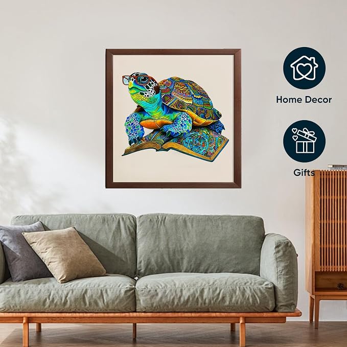 Mys Aurora Sea Turtle Puzzles for Adults 500 Pieces Family Game Gifts | 5MM Thick Jigsaw Puzzles Unique Shape Ocean Wooden Puzzles for Adults and Kids, 18.3 x 15.3 Inches