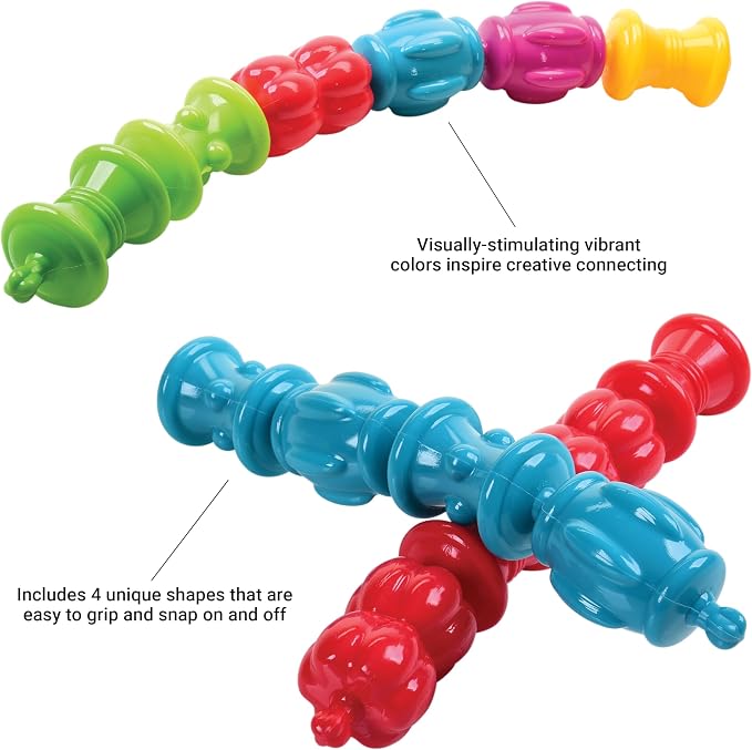Constructive Playthings Colorful Toddler Snap Beads Set | For Children and Toddlers Ages 1+, Pop Beads Arts and Craft Developmental Kids STEM Toy Set, Multicolor