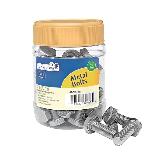 Excellerations Metal Bolts, 2 lb Excellerations Loose Parts | Ages 3+, PreK+, Metal Bolts for Sorting & Counting, Upcycled Materials, Educationals for Kids