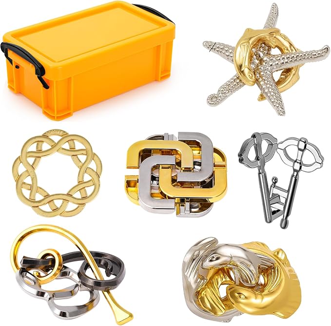 Brain Teaser Puzzles for Adults (6 PCS Metal B)