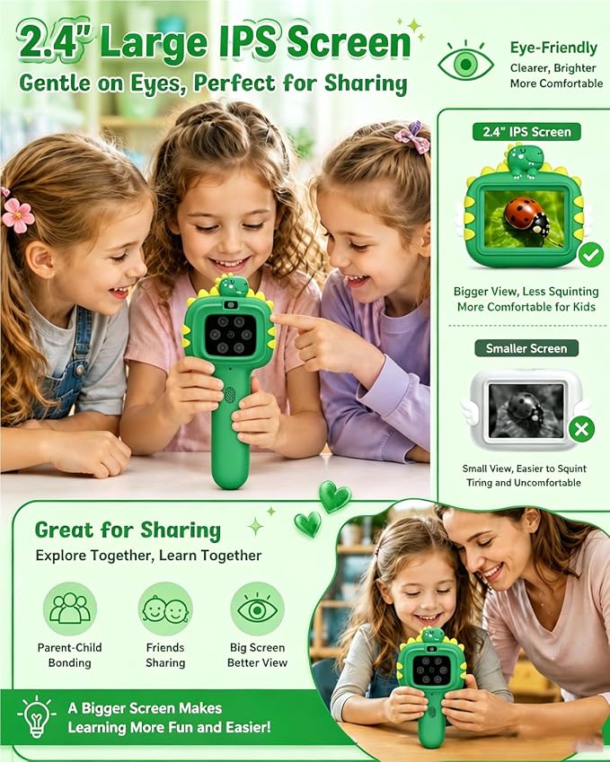 Outdoor Portable Kids Microscope: Handheld Microscope Auto Focus | Pocket 1000x Hand Held Microscope, Magnifying Camera for Travel, 3.5H Rechargeable Battery 6 LEDs, Anytime Exploration