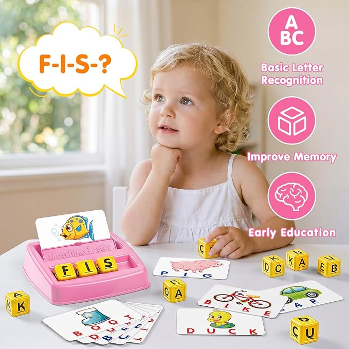NARRIO Educational Toys for 3 4 5 Year Old Girl, Matching Letter Game Puzzles for Kids Ages 4-6, Preschool Learning Toys for Toddlers 2-4 Year Old Girl Gifts