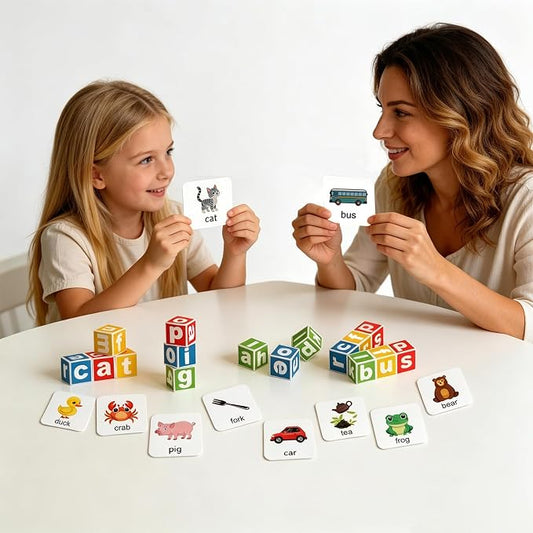 Alphabet Puzzle Matching Game, 16 ABC Blocks Word Memory Game with 40 Cards, Preschool Letter Recognition Learning & Educational Toys for Toddlers & Kids Ages 3 and up, 2-4 Player