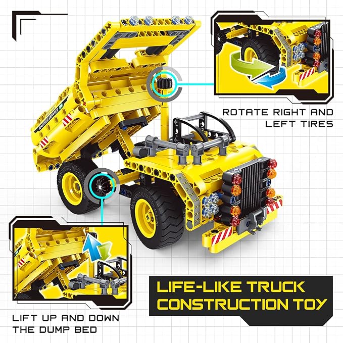 STEM / Building Toy for Ages 5, 6, 7, 8, 9, 10, 11, 12 Years Old Kid, Boy, Girl - 2-in-1 Truck Airplane Take Apart Toy, 361 Pcs DIY Building Kit, Learning Engineering Construction Toy, Ideal Gift