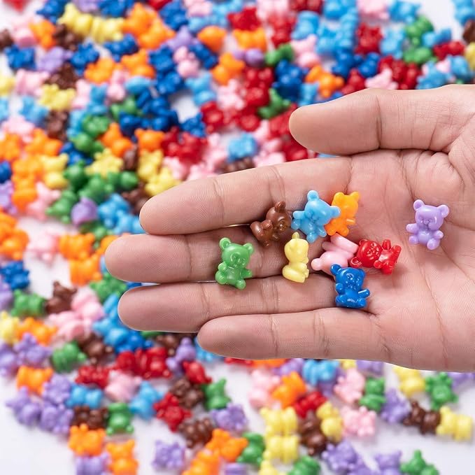 XINHUIDALSQ 180 Pcs Counting Bears, 0.62'' 9 Colors Rainbow Counting Mini Bears, Plastic Sorting Bear Counters Math Manipulatives for Ages 3+ Kids, Back to School Supplies
