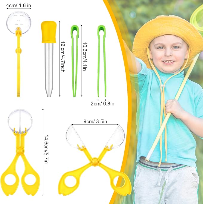 18 Pieces Fine Motor Skill Toys Include Handy Scoops Jumbo Tweezers Rubber Tipped Dropper Bug Insects Catcher Sensory Learning Tool Backyard Outdoor Explorer Kit Skill Development