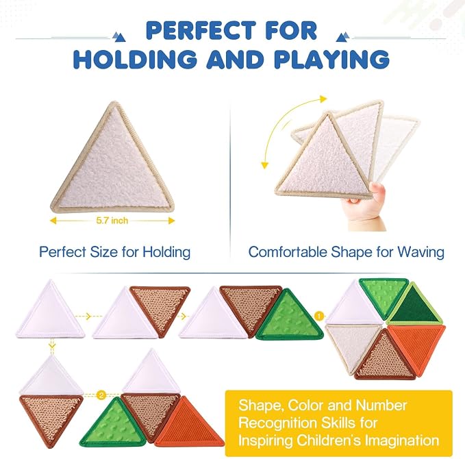 Textured Tactile Sensory Toys, 6 Pack Sensory Mats for Babies | 6+ Months & Toddlers 1-3 Years | Fine Motor Skills Development | Washable Baby Play Wall Toys