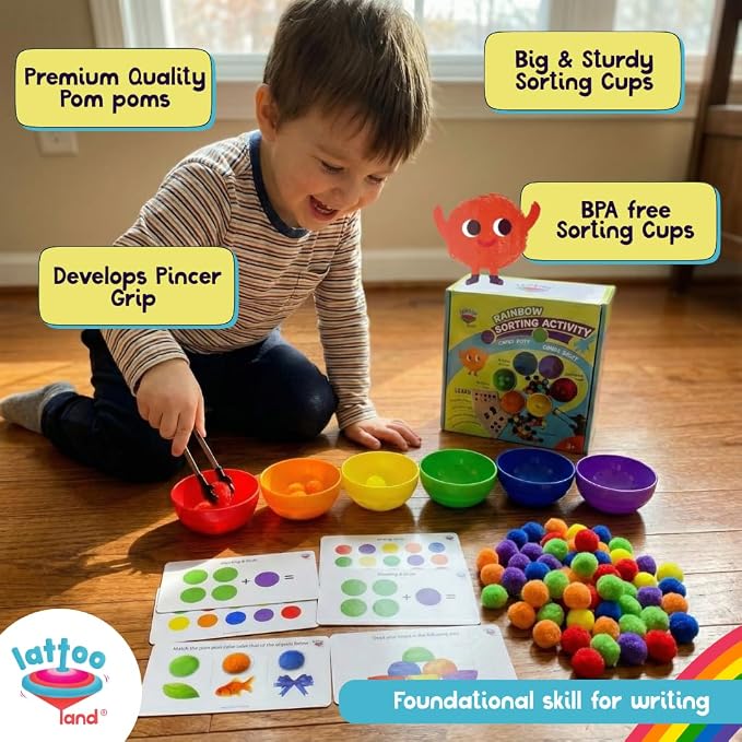 Rainbow Color Sorting Toys for Kids | Educational Sensory Counting, Sequencing & Matching Toy | Preschool Learning Activity | Early Color Recognition Set | Educational Gift for Toddlers Ages 3,4,5,6+