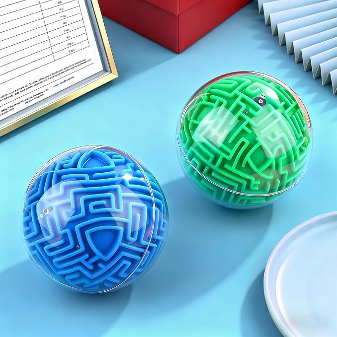 Maze Ball Puzzle Games Toys for Kids Age 6 7 8+ Boys Girls Gifts Ideas | Gravity Brain Teaser Puzzle Game Toy for Kids Adult, High Difficulty Challenge Maze Game for Road Trips, Birthday Gift (Blue)