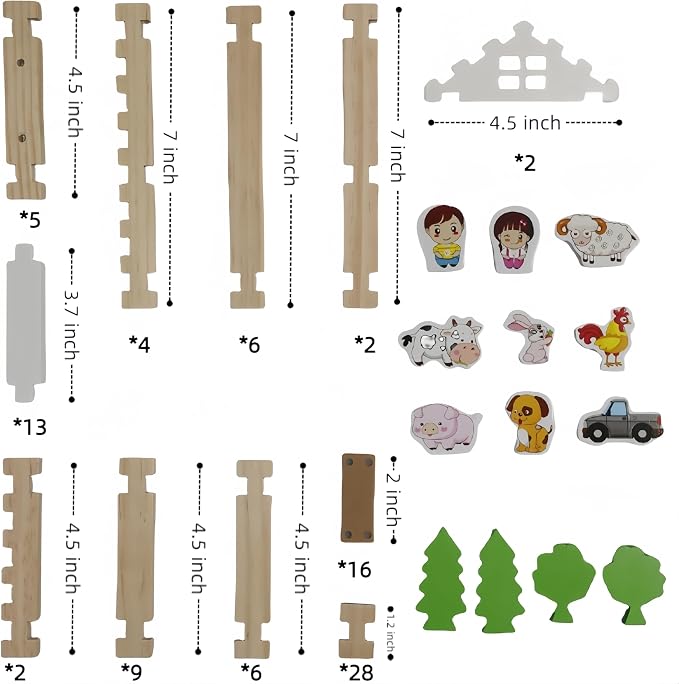 105Pcs Wooden Building Blocks Set, STEM Educational Toy for Kids 3-8
