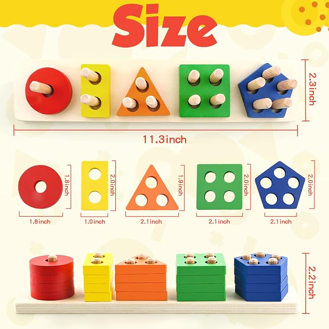 Montessori Toys for 2 3 Year Old Girls Boys, Wooden Sensory Toys for 2-3 Year Old Birthday Gifts, Education Toddler Puzzles Toddler Easter Basket Stuffers Learning Toy Activities Puzzles Ages 2-3
