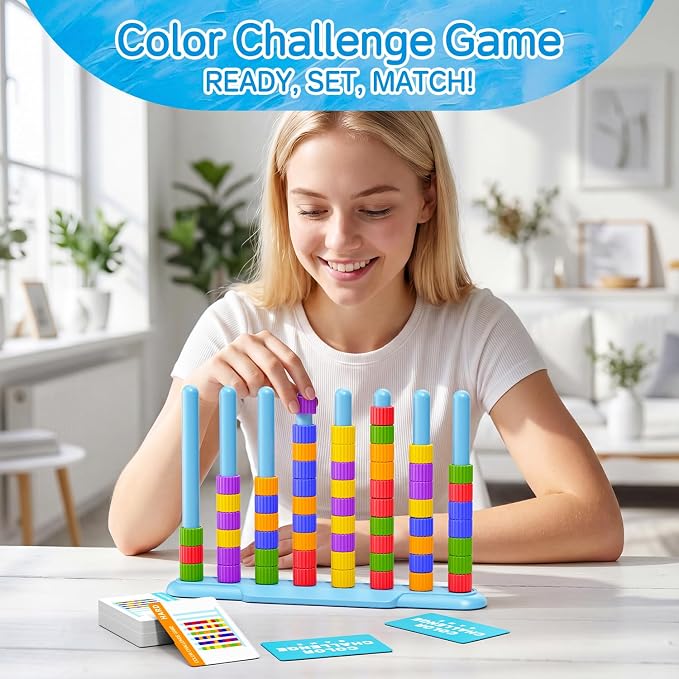 1 Pack Color Challenge Game, Solo Play Color Matching Puzzle Game, Fun Board Game for Kids 6-8-12, Adults, Party & Family Game Night, Birthday Christmas Party Gifts for Boys & Girls