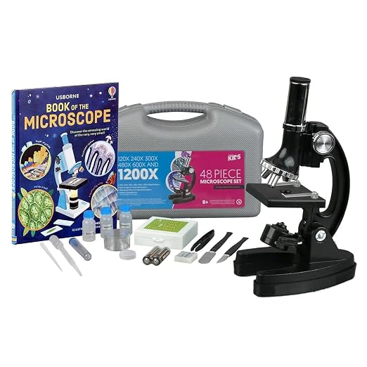 AmScope M30-ABS-KT1-WM 240X-480X-1200X Metal Arm Compound Microscope Kit | 120X-240X Magnification Range Compound Biological Microscope