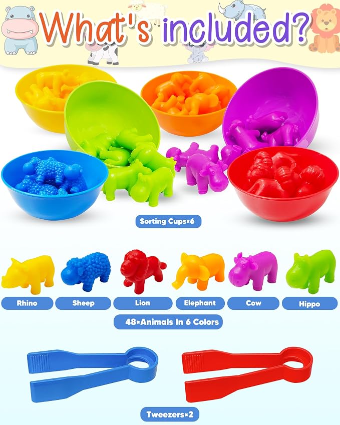 48 Pcs Counting Dinosaurs Toys for Kids 3-5, 4-8, Montessori Learning Toys | Montessori Toys for 3 Year Old, Toddler Sensory Toy, Counting Bears, Preschool Educational Toy for Boys Girls, Birthday Gifts