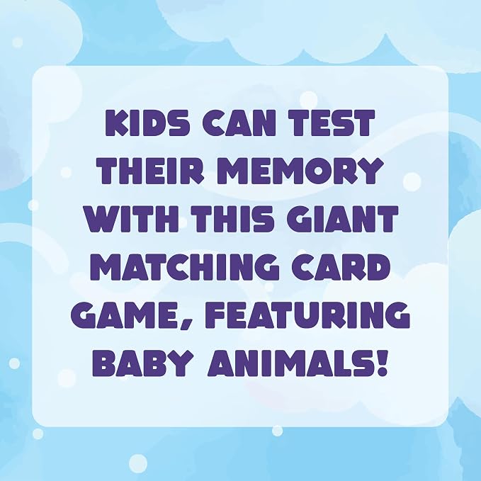 Giant Matching Game Baby Animals - Summer Toys - Game Night - Travel Games - Memory, Learning Game - Jumbo Playing Cards - Card Game for Kids and Adults -Ages 3+