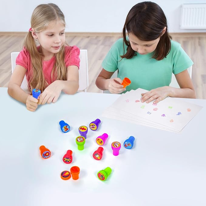 Cinrobiye 24 Pcs Fire Truck Stampers Party Favor Set, Cute Firefighter Truck Stamps for Kids Birthday Party, Classroom Rewards, Carnival Prizes, Goody Bag Fillers, Fire Safety Party Supplies