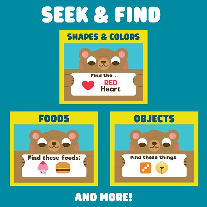 Chuckle & Roar Sensory Seek & Find Scavenger Hunt Bear – Plush Travel Toy with Hidden Objects, 40 No-Reading Challenge Cards, Sensory Activity for Focus & Calm, Toddler Gift Ages 3+