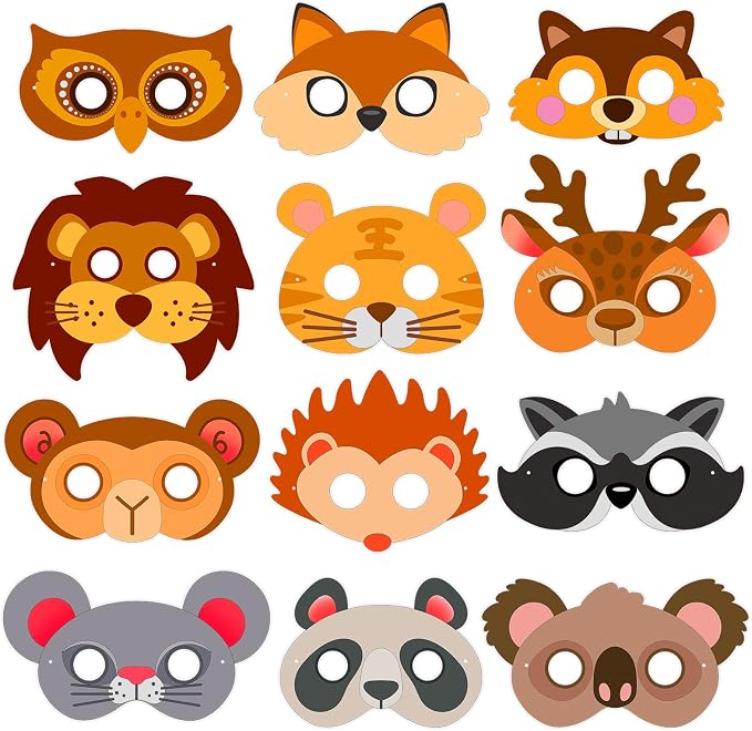 24 Pcs Animal Crafts for Kids Classroom Color Your Own Animal Masks | DIY Coloring Arts and Crafts for Jungle Animals Party Favors Birthday Dress-Up School Activity Masquerade Cosplay Supply
