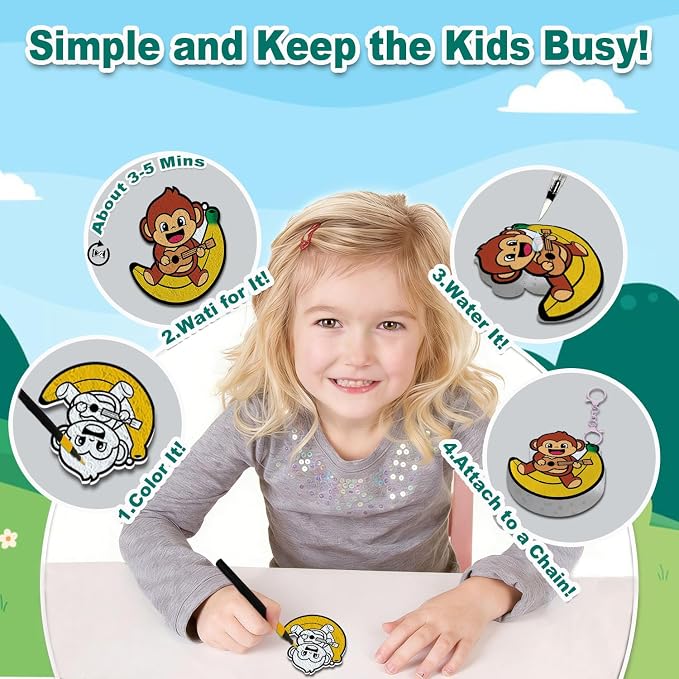 JRD&BS WINL 3D Art Kit for Kids Aqua Puffy Up Cute Animals, Paint by Number Craft for Kids, DIY Craft Activity for Ages 3-12,Travel Gifts for Girls & Boys Ages 4,5,6,7,8,9,10 (Animals)