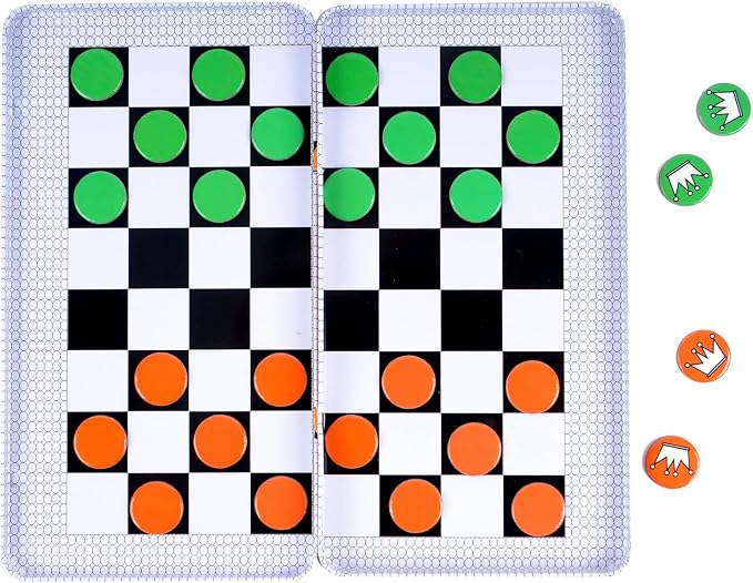 The Purple Cow Magnetic Travel Checkers Game - Board Games for Kids and Adults. Great for Travel.
